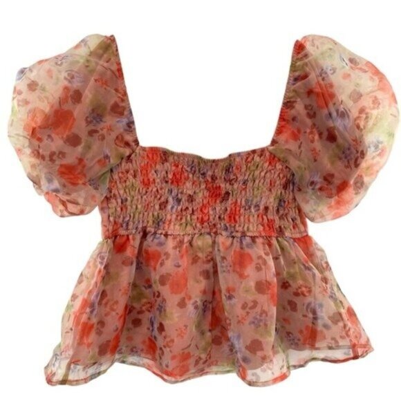 Charmed Hearts Romantic Fairy Puff Sleeve Crop Top Coquette Milkmaid - Picture 8 of 11